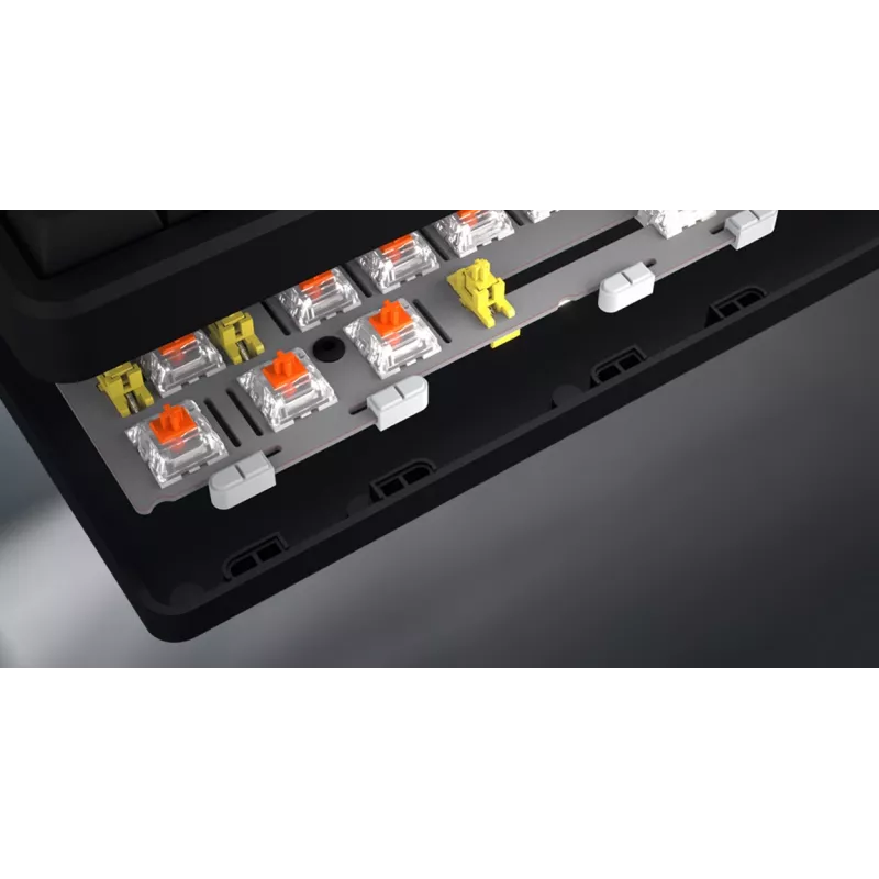 HATOR Rockfall 3 TKL Wireless, čierna, QMK/VIA, OMA profil bielo-čierne keycapy klávesnica - lineárne mechanické hotswap spínače - US - ANSI rozloženie (HTK850)