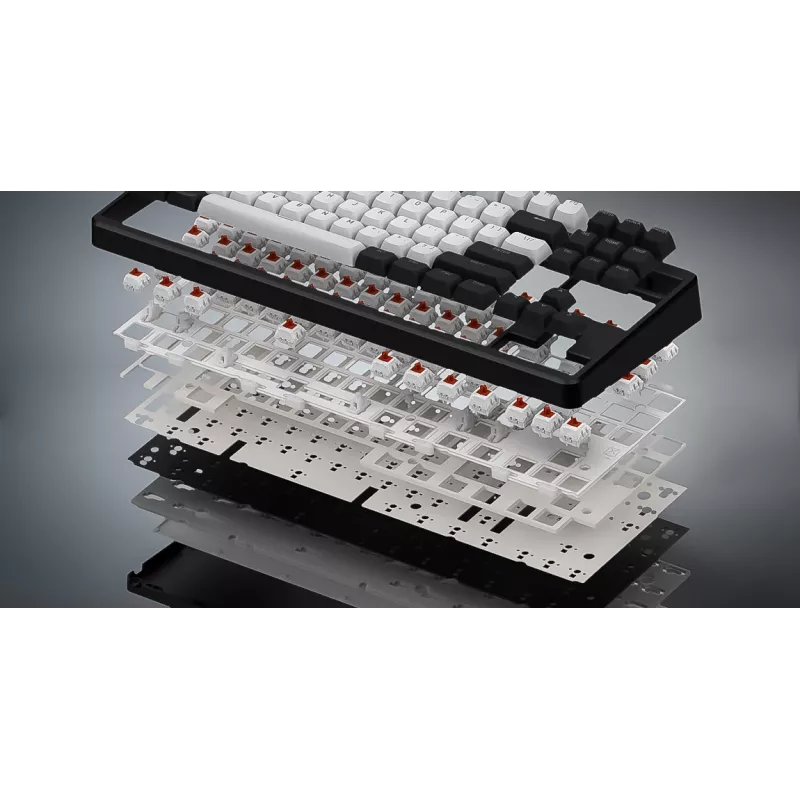 HATOR Rockfall 3 TKL Wireless, čierna, QMK/VIA, OMA profil bielo-čierne keycapy klávesnica - lineárne mechanické hotswap spínače - US - ANSI rozloženie (HTK850)
