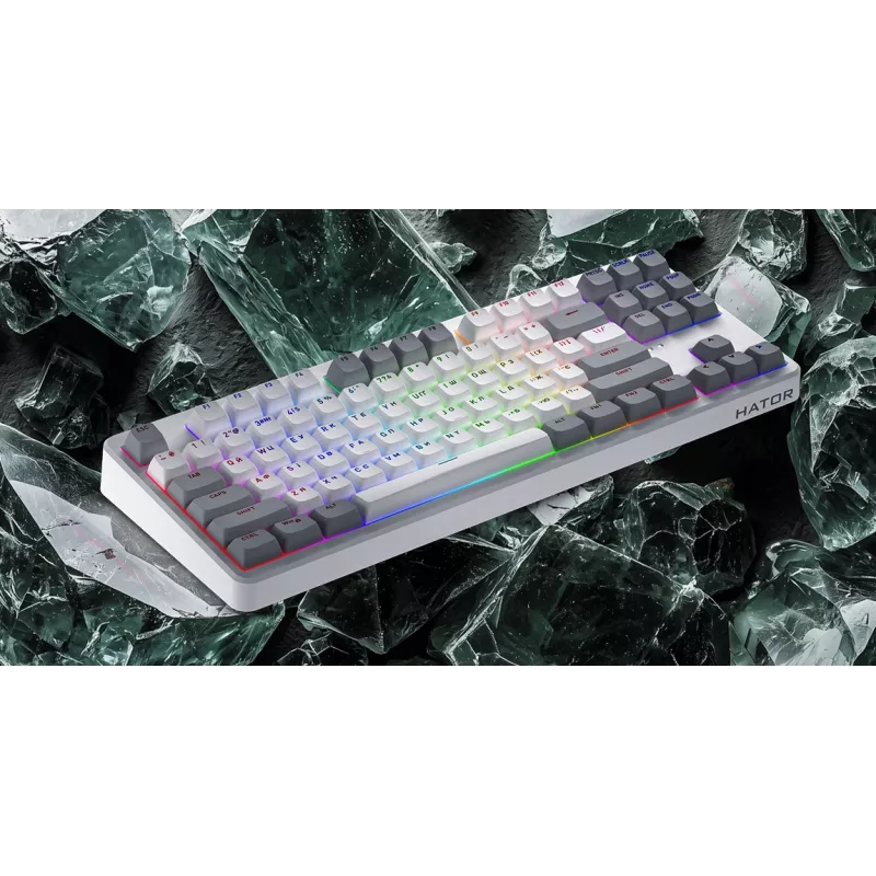 HATOR Rockfall 3 TKL Wireless, čierna, QMK/VIA, OMA profil bielo-čierne keycapy klávesnica - lineárne mechanické hotswap spínače - US - ANSI rozloženie (HTK850)