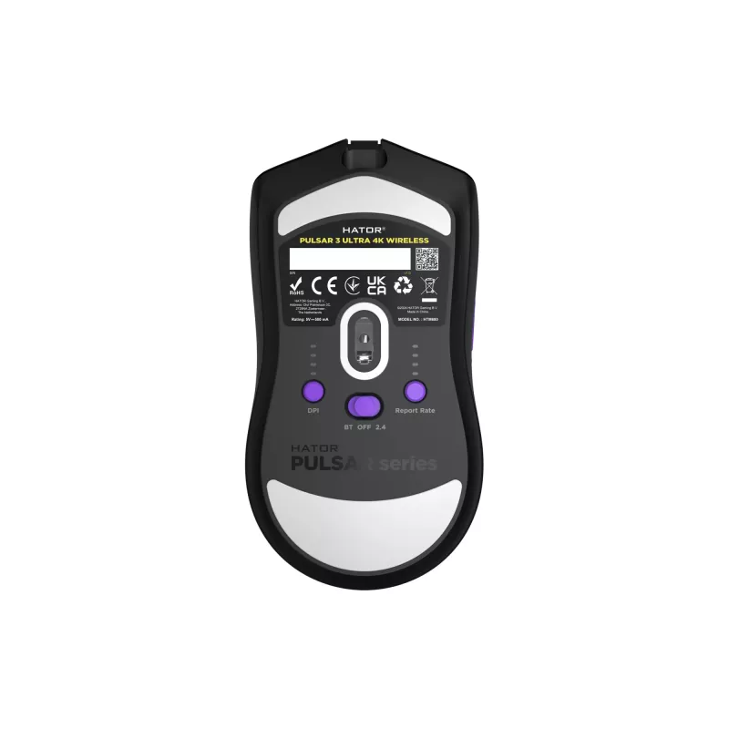 HATOR Pulsar 3 ULTRA 4K Wireless myš herná pre pravákov RF Wireless + Bluetooth + USB Type-A optická 30000 DPI