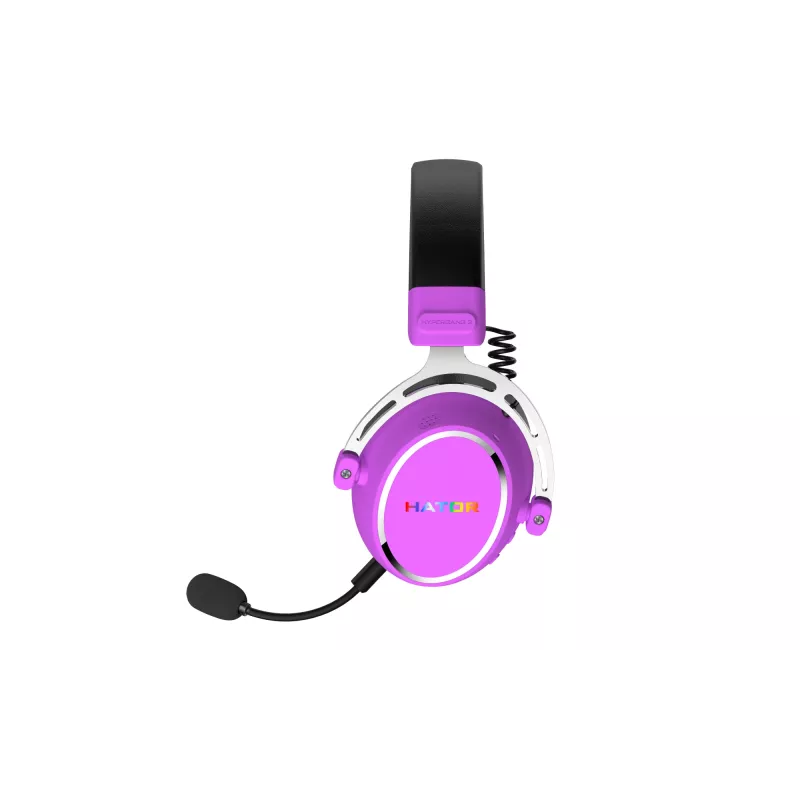 HATOR Hypergang 3 bezdrôtový headset s hlavovým mostom herný USB Type-C / USB Type-A Bluetooth fialový