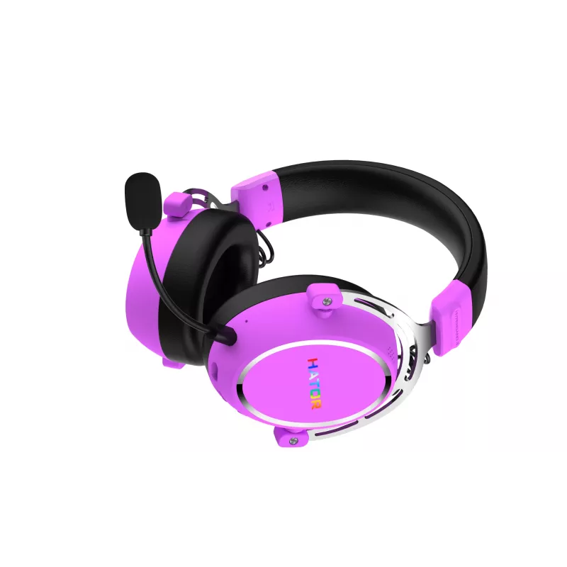 HATOR Hypergang 3 bezdrôtový headset s hlavovým mostom herný USB Type-C / USB Type-A Bluetooth fialový