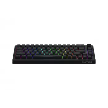 HATOR Skyfall 65 káblová, mechanická, USB-C, Aurum Sterling, 70M stlačení, RGB, čierna, 790g