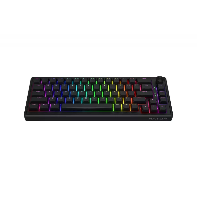 HATOR Skyfall 65 káblová, mechanická, USB-C, Aurum Sterling, 70M stlačení, RGB, čierna, 790g