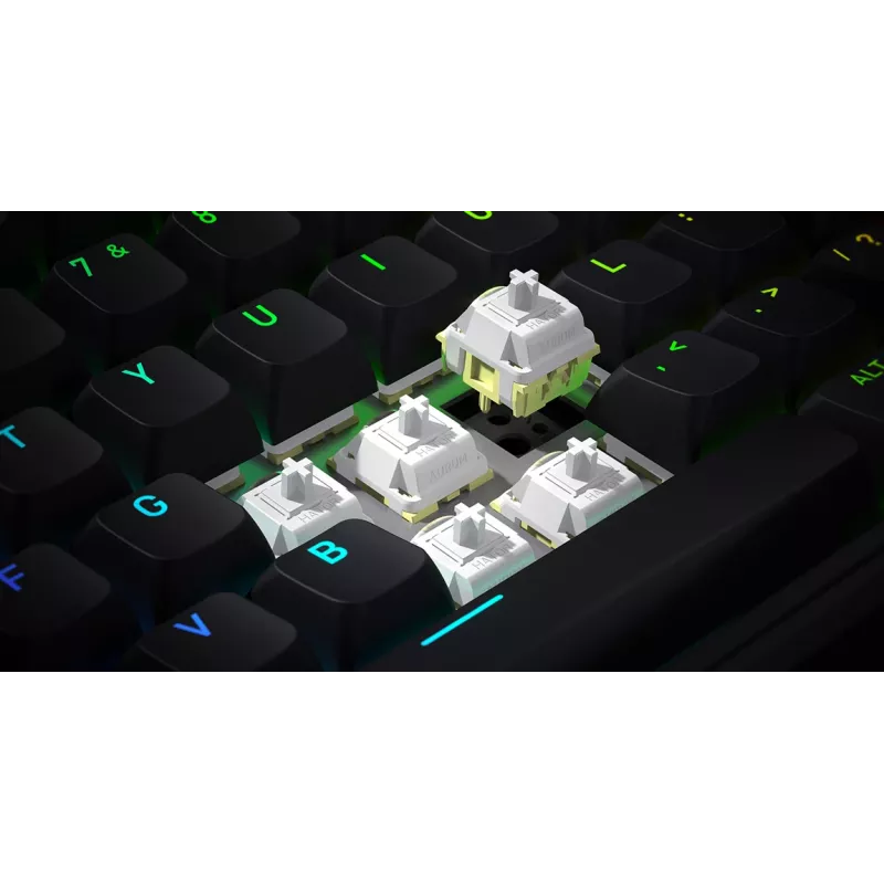 HATOR Skyfall 65 káblová, mechanická, USB-C, Aurum Sterling, 70M stlačení, RGB, čierna, 790g