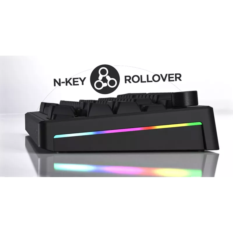 HATOR Skyfall 65 káblová, mechanická, USB-C, Aurum Sterling, 70M stlačení, RGB, čierna, 790g