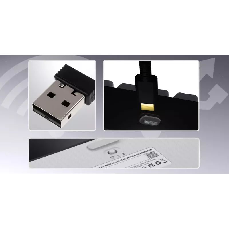 HATOR Skyfall 65 MAG ULTIMA 8K bezdrôtová klávesnica Gaming USB + RF Wireless + Bluetooth QWERTY US angličtina čierna, biela