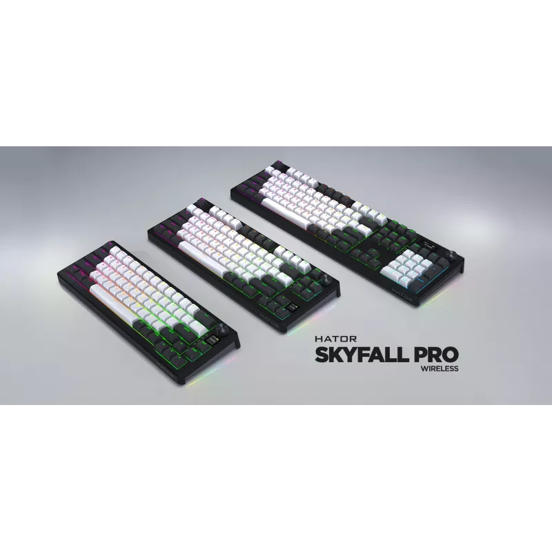 HATOR Skyfall Pro Wireless 100 klávesnica Gaming USB + RF Wireless + Bluetooth QWERTY US angličtina čierna, sivá