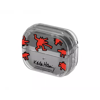 Puzdro Samsung Keith Haring Slickback pre Galaxy Buds3 Pro červená transparentná