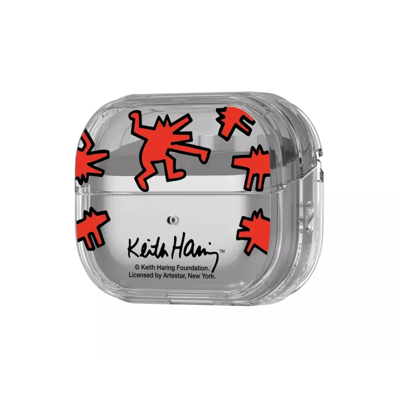 Puzdro Samsung Keith Haring Slickback pre Galaxy Buds3 Pro červená transparentná