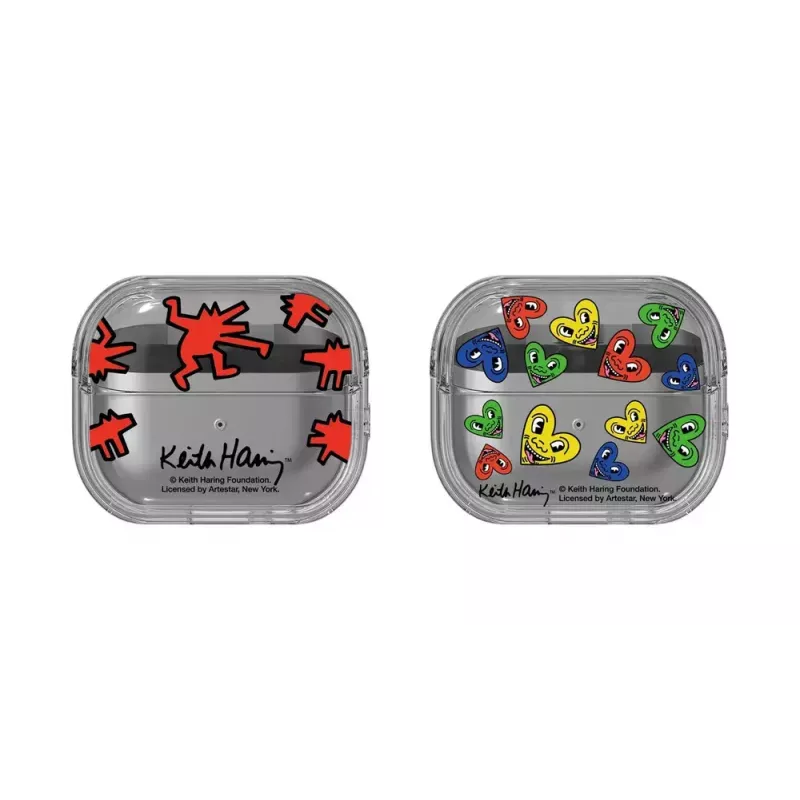 Puzdro Samsung Keith Haring Slickback pre Galaxy Buds3 Pro červená transparentná