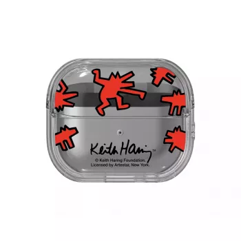 Puzdro Samsung Keith Haring Slickback pre Galaxy Buds3 Pro červená transparentná