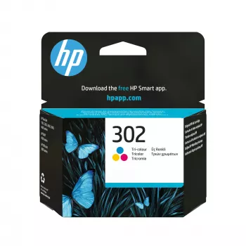 HP 302 trikolórová originálna atramentová kazeta, azúrová, purpurová, žltá, 1 ks, 150 strán