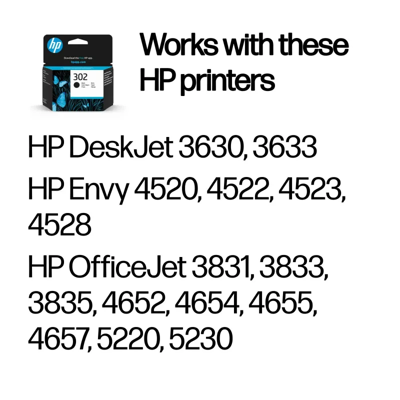 HP 302 čierna originálna atramentová kazeta, čierna, 1 kus, 170 strán