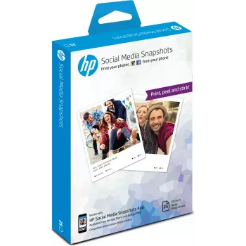 HP Social Media Snapshots odnímateľný samolepiaci fotopapier – 25 listov/10 x 13 cm, biela, hodvábne matná
