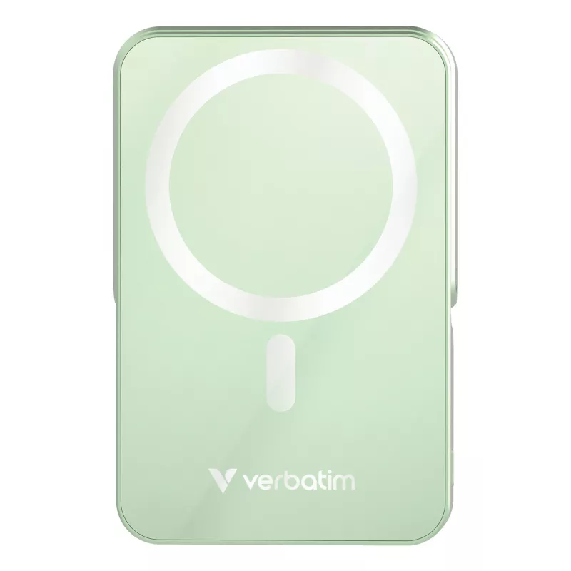 Verbatim Charge 'n' Go magnetická bezdrôtová powerbanka so stojanom – 10000 mAh zelená