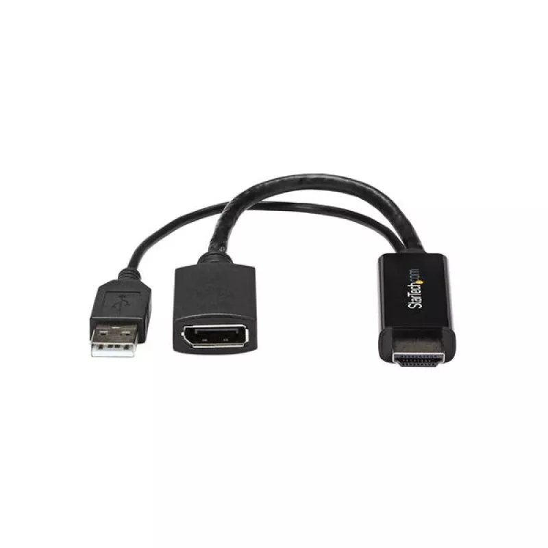 StarTech.com HDMI na DisplayPort adaptér - 4K 30Hz, 3840 x 2160 pixelov, 1080p, 720p, 120 Hz, čierny, MegaChips - STDP2600, aktívny videokonvertor