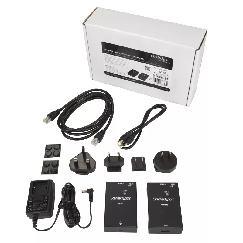 StarTech.com USB 2.0 extender cez Cat5e/Cat6 kábel (RJ45) – až do 50 m – vysokorýchlostný USB port extender adaptérová sada – napájaný – USB cez Ethernet kábel extender – 480 Mbit/s – kov