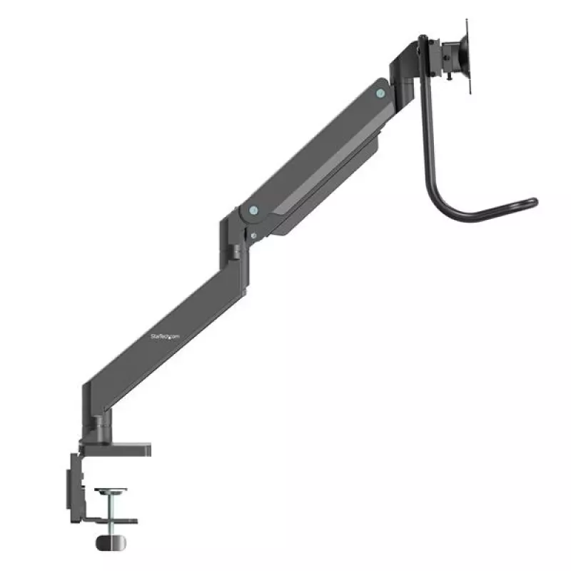 StarTech.com stolový držiak na dva monitory – ergonomický držiak na dvojmonitor VESA pre 32-palcové displeje (8 kg) – priečna tyč s rukoväťou pre synchronizovaný plný pohyb – výškovo nastaviteľný – C-svorka/priechodka