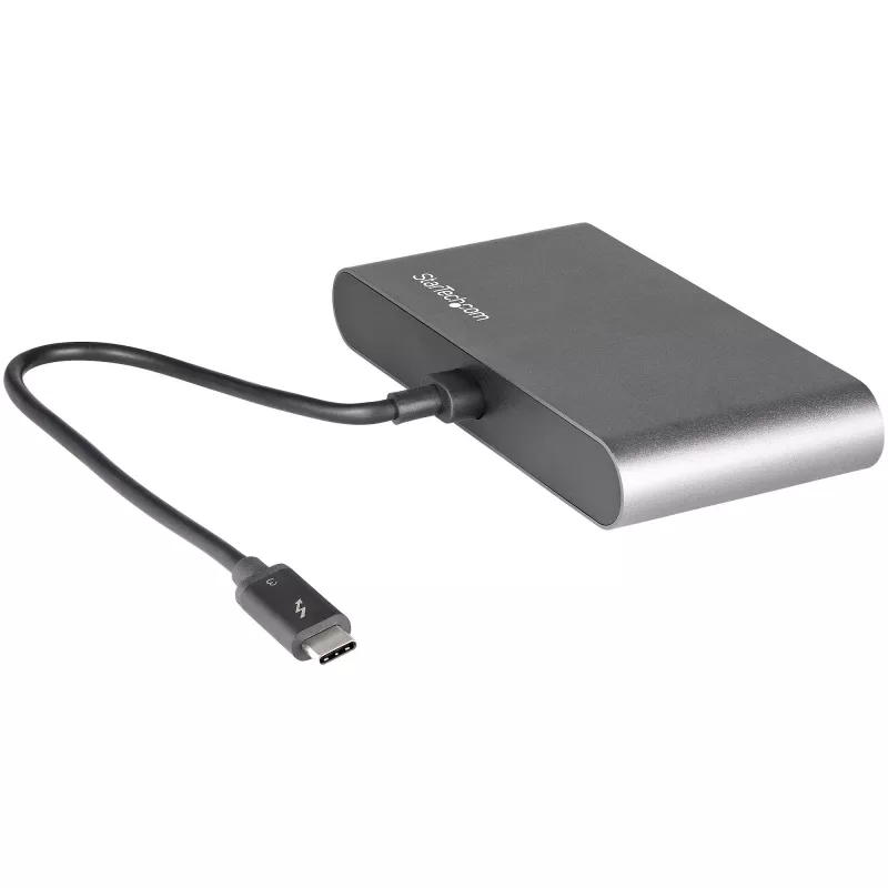 StarTech.com Dual-Monitor Thunderbolt Mini Dock, 4K 60Hz DisplayPort, bez ovládačov hub pre Windows & Mac, Gigabit Ethernet, 1x USB-A (USB 5Gbps), 11in (28cm) kábel
