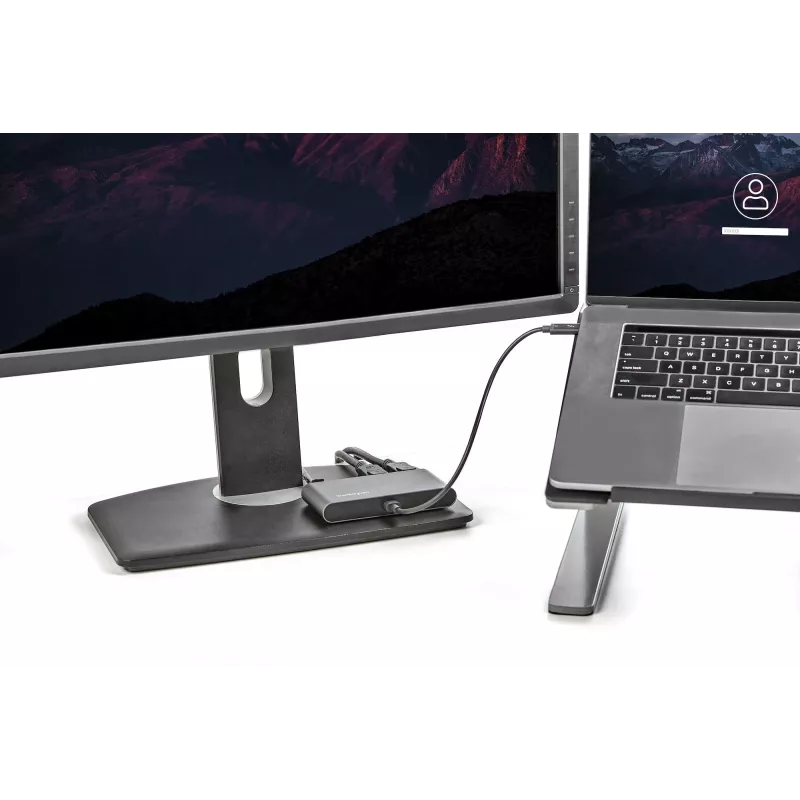 StarTech.com Dual-Monitor Thunderbolt Mini Dock, 4K 60Hz DisplayPort, bez ovládačov hub pre Windows & Mac, Gigabit Ethernet, 1x USB-A (USB 5Gbps), 11in (28cm) kábel