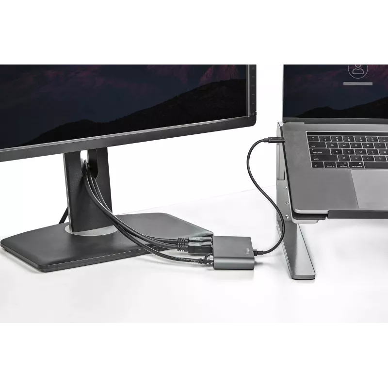 StarTech.com Dual-Monitor Thunderbolt Mini Dock, 4K 60Hz DisplayPort, bez ovládačov hub pre Windows & Mac, Gigabit Ethernet, 1x USB-A (USB 5Gbps), 11in (28cm) kábel