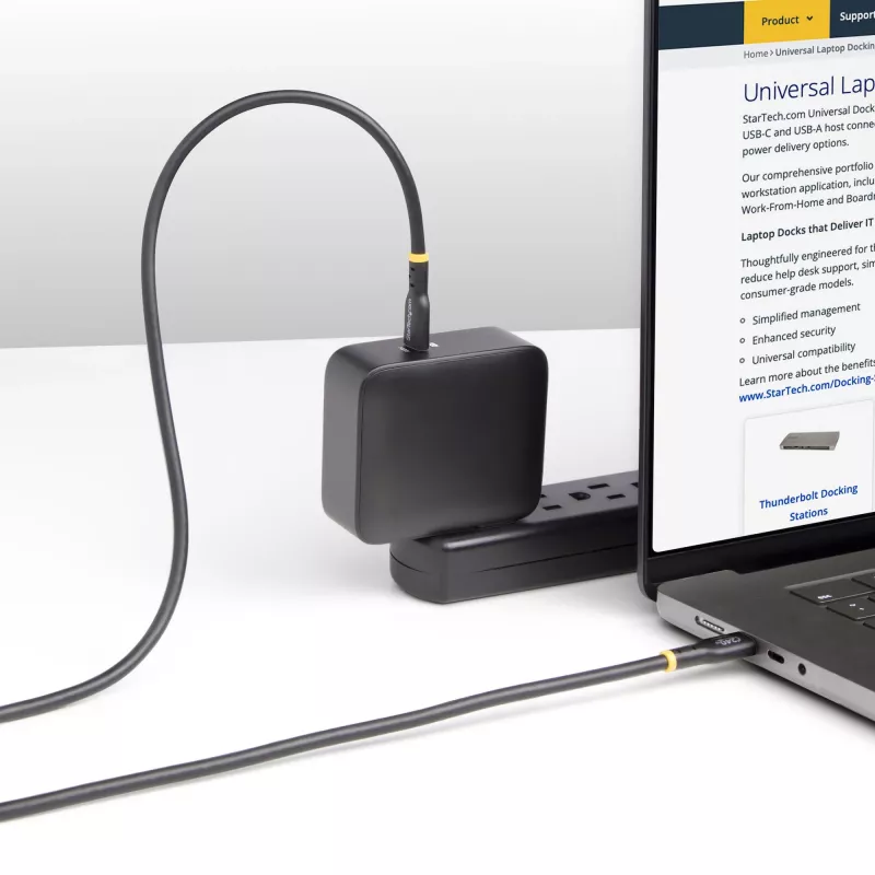 StarTech.com 3m USB-C nabíjací kábel, USB-IF certifikovaný USB-C kábel, 240W PD EPR, USB 2.0 Type-C nabíjací kábel na notebook, USB-C dátový prenosový kábel, TPE plášť, M/M