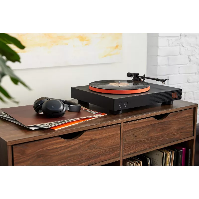 JBL Spinner BT remeňom poháňaný audio gramofón čierny, oranžový