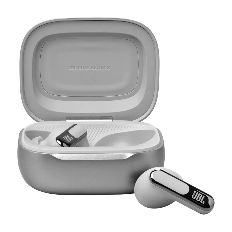 JBL Live Beam 3 headset bezdrôtový do uší hovory/hudba/šport/každodenné použitie Bluetooth strieborný