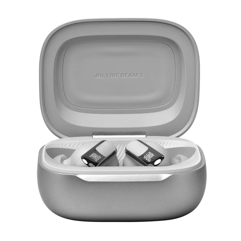 JBL Live Beam 3 headset bezdrôtový do uší hovory/hudba/šport/každodenné použitie Bluetooth strieborný