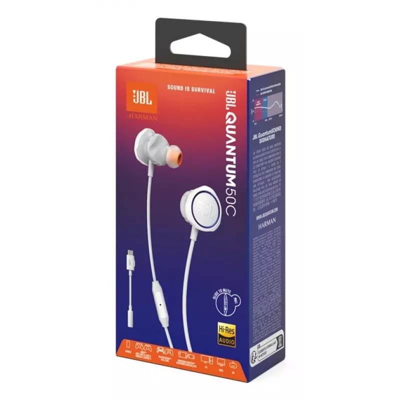 JBL Quantum 50C Headset káblový do uší gaming biela