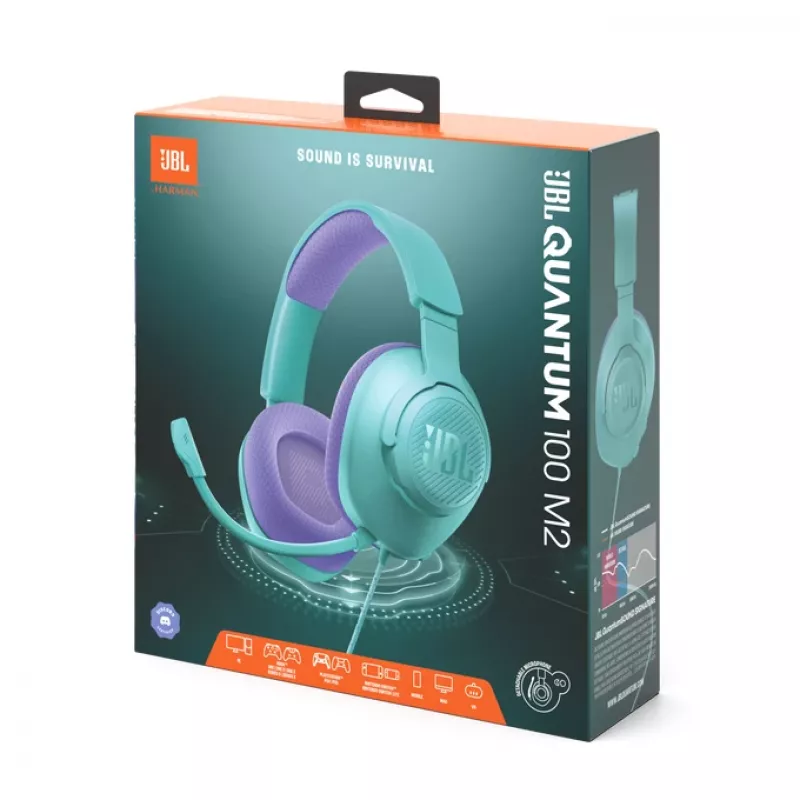 JBL Quantum 100M2 Headset káblový cez hlavu gaming cyan