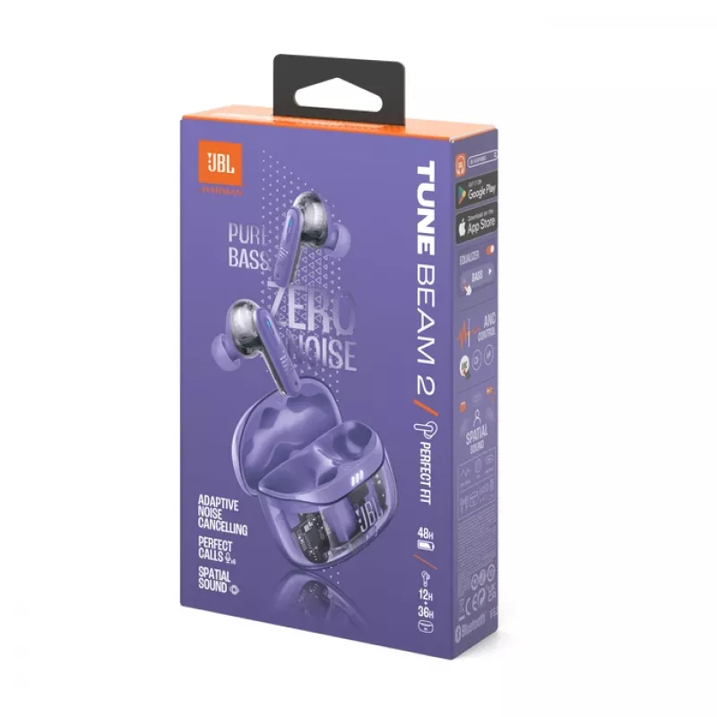 JBL Tune Beam 2 Ghost Edition Headset bezdrôtový do uší hudba/každodenné použitie Bluetooth fialová