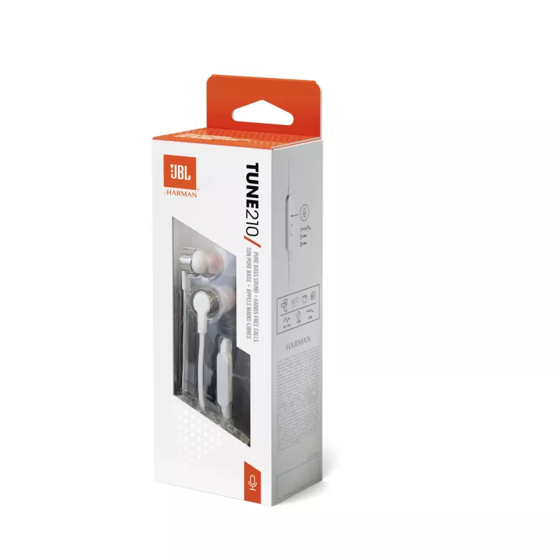 JBL Tune 210 sivá, káblový, 20 - 20000 Hz, hudba, headset, sivá