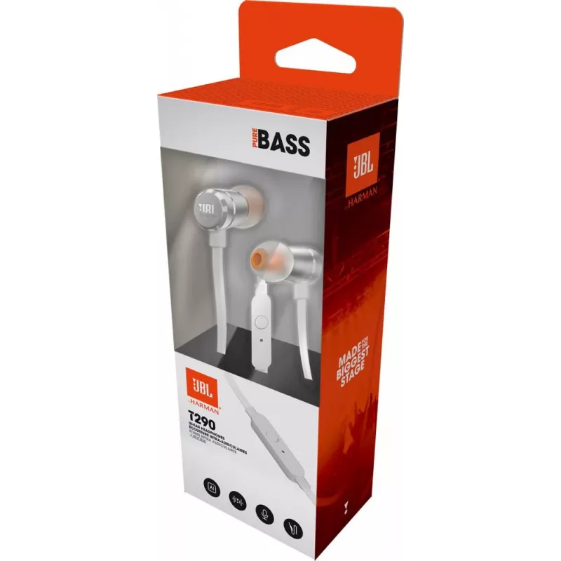 JBL T290 Headset káblový do uší hovory/hudba strieborná