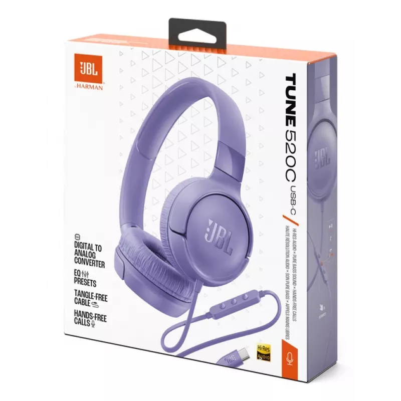 JBL Tune 520C USB-C slúchadlá káblový cez hlavu hovory/hudba USB Type-C fialová