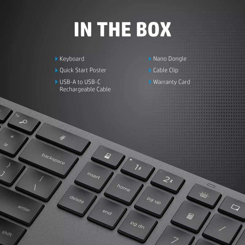 HP 975 Dual-Mode Wireless klávesnica Full-Size bezdrôtová RF Bluetooth čierna