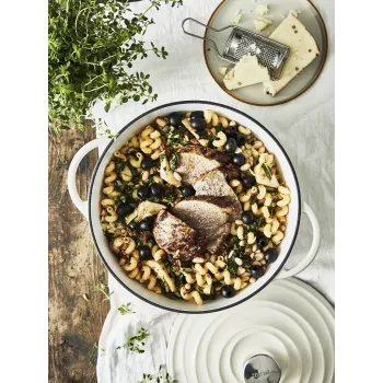 Tefal liatinová servírovacia panvica LOV E25972, okrúhla 3,8 l, 28 cm, béžová