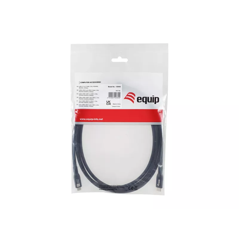 USB4 Gen4x2 C‑na‑C kábel EQUIP 2 m, 80 Gbit/s, PD 240 W, 8K@60Hz, čierny