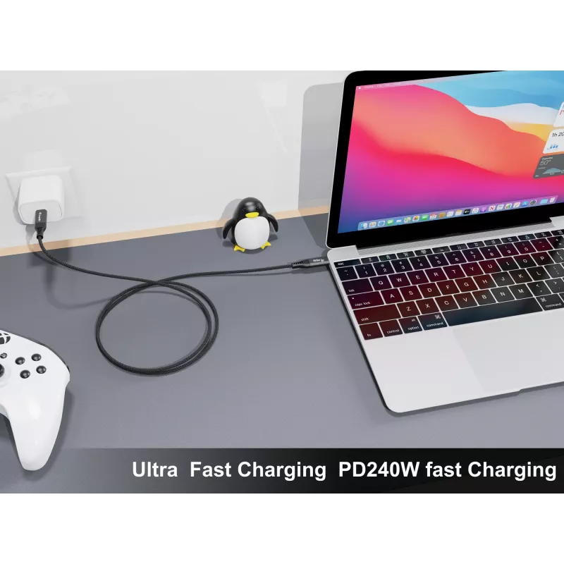 Equip USB 4 ultra tenký C‑na‑C kábel, 1,2 m, PD240W, 4K/60Hz, 40 Gbps, čierny