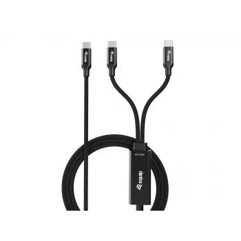 USB-C na 2x USB-C Y nabíjací kábel EQUIP 1,5 m PD 140 W, USB 2.0, čierny