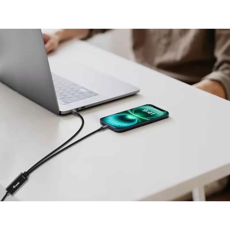 USB-C na 2x USB-C Y nabíjací kábel EQUIP 1,5 m PD 140 W, USB 2.0, čierny