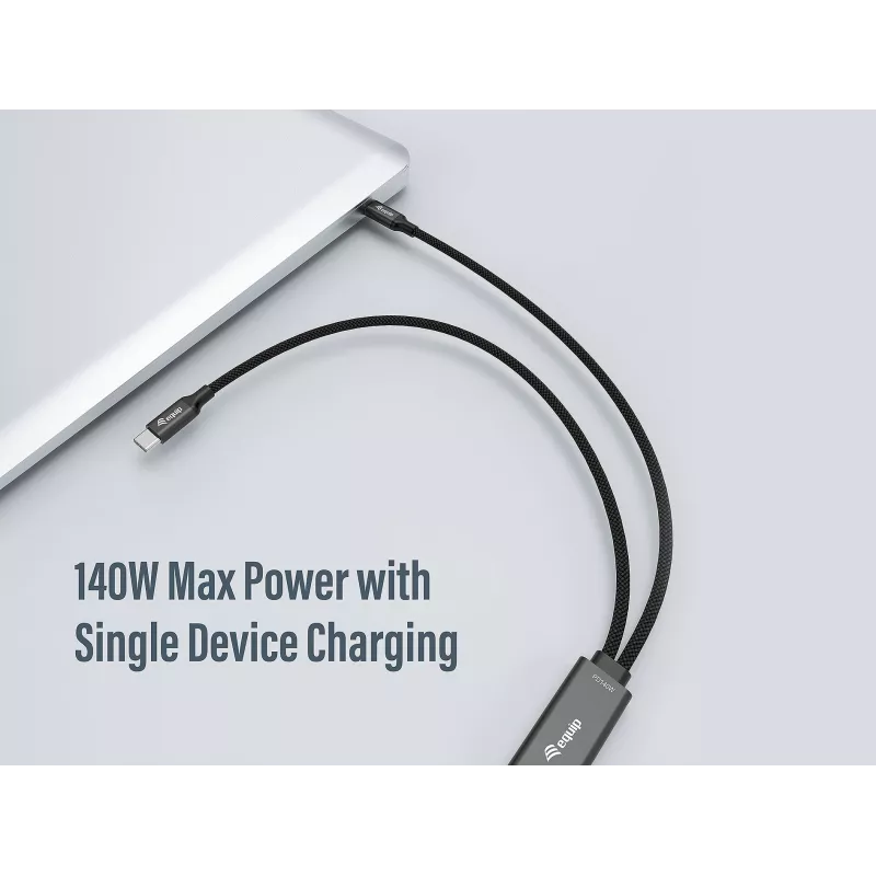USB-C na 2x USB-C Y nabíjací kábel EQUIP 1,5 m PD 140 W, USB 2.0, čierny