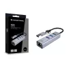 USB-C na Gigabit sieťový adaptér s 3-portovým USB hubom CONCEPTRONIC ABBY25G — USB 3.2 Gen 1, 1 Gbit/s Ethernet, 3x USB-A, hliník, sivý