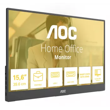 AOC 16T20E2 prenosný TV/monitor prenosný monitor čierny 39,6 cm (15,6 palca) LED 1920 x 1080 pixelov