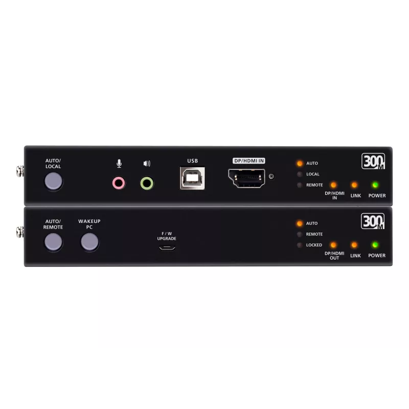 KVM extender ATEN True 4K DP/HDMI optický KVM 300m – vysielač a prijímač, DisplayPort/HDMI, USB, 300 m