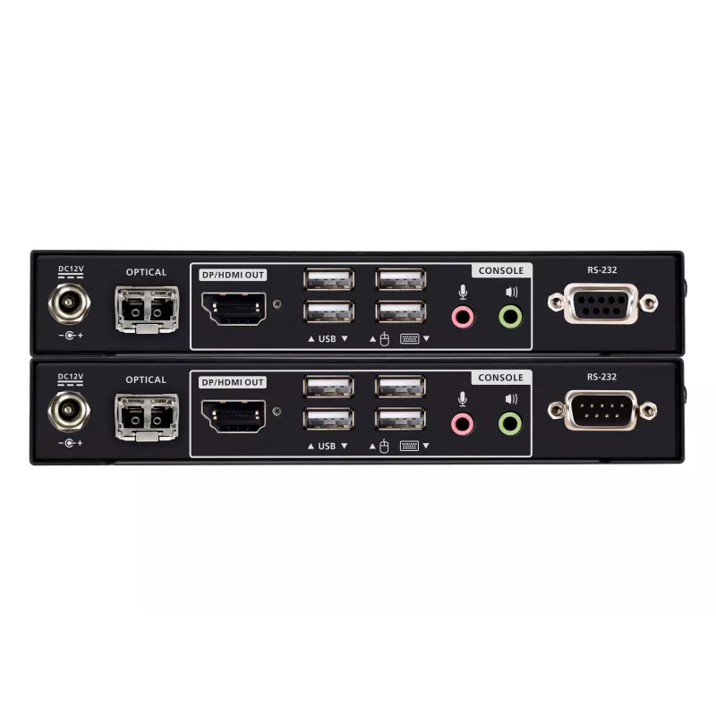 KVM extender ATEN True 4K DP/HDMI optický KVM 300m – vysielač a prijímač, DisplayPort/HDMI, USB, 300 m