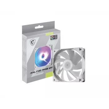 Skriňový ventilátor MSI MAG F120 ARGB WHITE — 120 mm, 1300 RPM, hydraulické ložisko