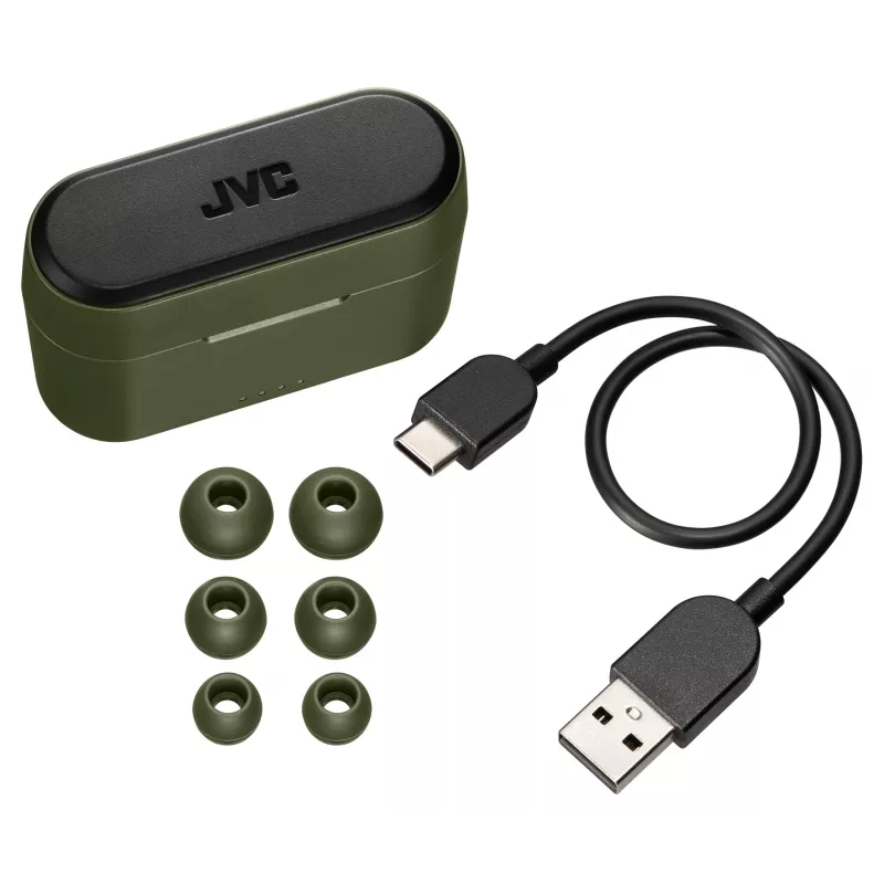 JVC Powerful Sound TWS zelená, True Wireless Stereo (TWS), 20 - 20000 Hz, hovory/hudba, 8,2 g, headset, zelená