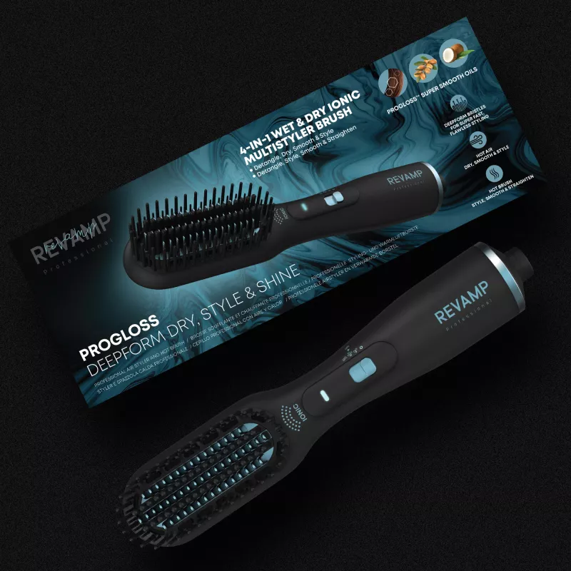 Revamp Progloss Deepform rovná & Style Blow teplovzdušná kefa teplá čierna 550 W 3 m